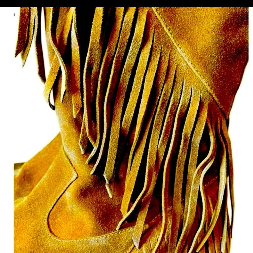 Sam Edelman Utah Tan Suede Fringe Moccasin Boots 6.5